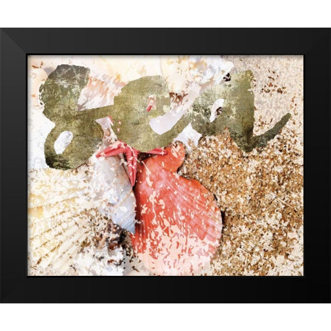 Coral Scallop Black Modern Wood Framed Art Print by Hogan, Melody