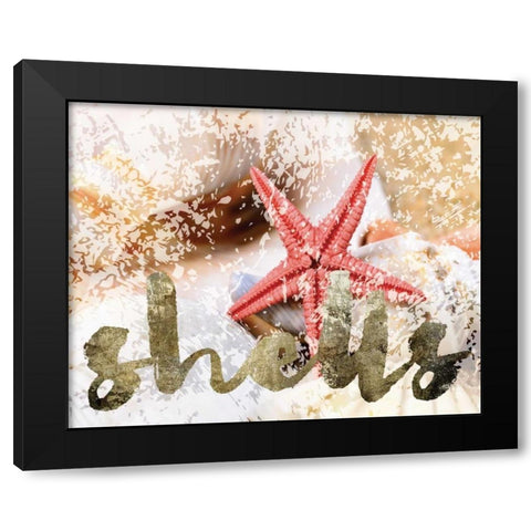 Coral Starfish Black Modern Wood Framed Art Print with Double Matting by Hogan, Melody