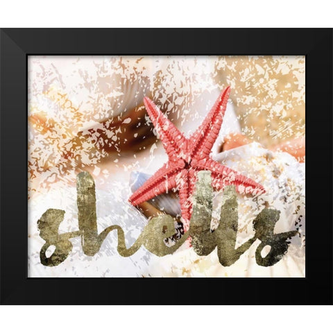 Coral Starfish Black Modern Wood Framed Art Print by Hogan, Melody
