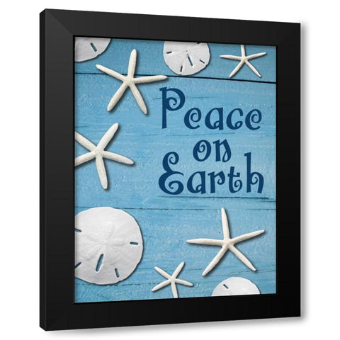 Coastal Christmas Sand Dollars 1 Black Modern Wood Framed Art Print by Hogan, Melody