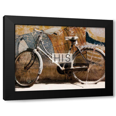 His Bicycle Black Modern Wood Framed Art Print by Hogan, Melody