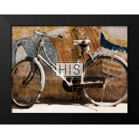 His Bicycle Black Modern Wood Framed Art Print by Hogan, Melody