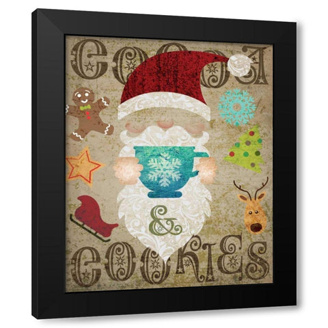Santas Kitchen 2 Black Modern Wood Framed Art Print with Double Matting by Hogan, Melody