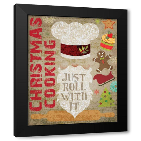 Santas Kitchen 3 Black Modern Wood Framed Art Print with Double Matting by Hogan, Melody