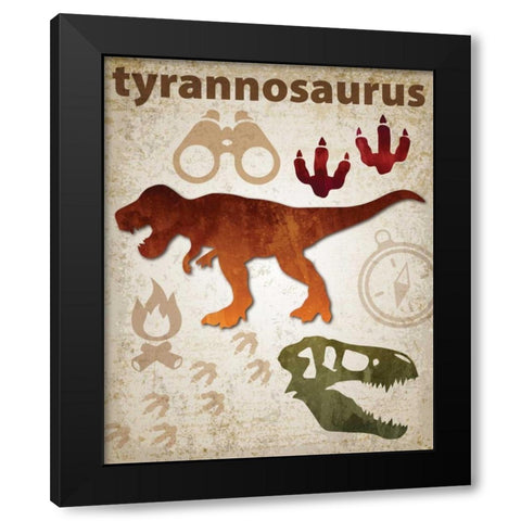 Tyrannosaurus Dinosaur Black Modern Wood Framed Art Print by Hogan, Melody