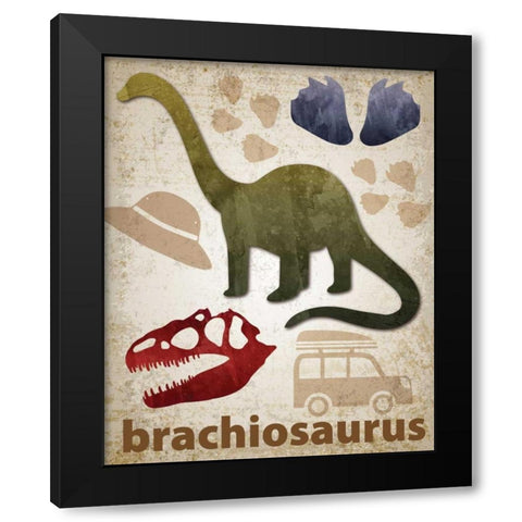 Brachiosaurus Dinosaur Black Modern Wood Framed Art Print by Hogan, Melody