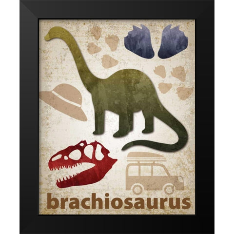 Brachiosaurus Dinosaur Black Modern Wood Framed Art Print by Hogan, Melody