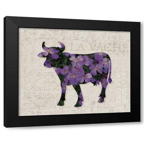 Flower Farm Bull Black Modern Wood Framed Art Print with Double Matting by Hogan, Melody