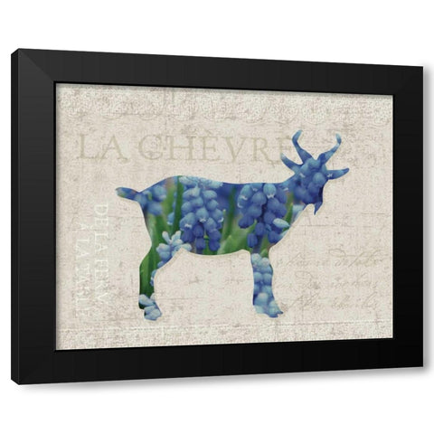 Flower Farm Goat Black Modern Wood Framed Art Print by Hogan, Melody