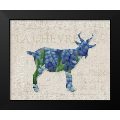 Flower Farm Goat Black Modern Wood Framed Art Print by Hogan, Melody