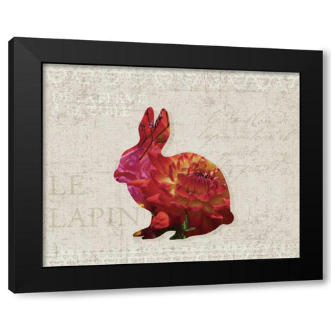 Flower Farm Rabbit Black Modern Wood Framed Art Print by Hogan, Melody