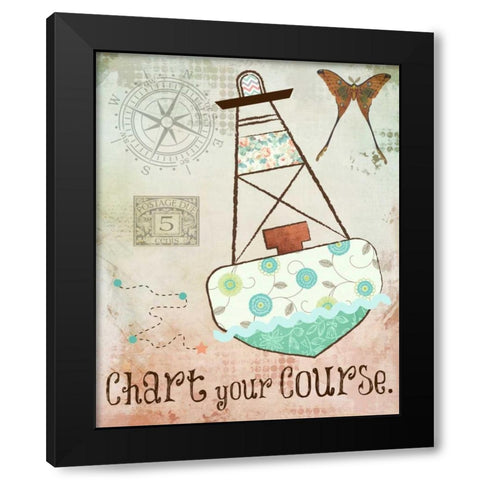 Vintage Sea 2 Black Modern Wood Framed Art Print with Double Matting by Hogan, Melody