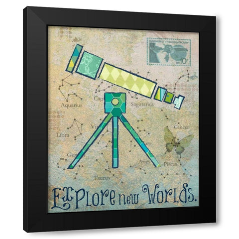 Vintage Space 3 Black Modern Wood Framed Art Print by Hogan, Melody