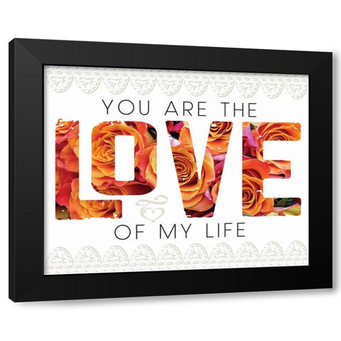 Wedding Typo Lace 1 Black Modern Wood Framed Art Print with Double Matting by Hogan, Melody