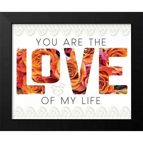 Wedding Typo Lace 1 Black Modern Wood Framed Art Print by Hogan, Melody