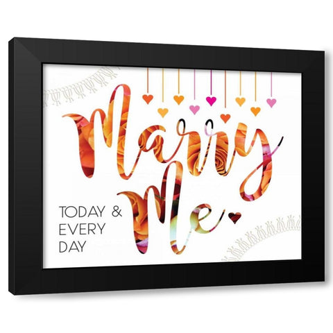 Wedding Typo Lace 3 Black Modern Wood Framed Art Print by Hogan, Melody