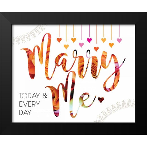 Wedding Typo Lace 3 Black Modern Wood Framed Art Print by Hogan, Melody