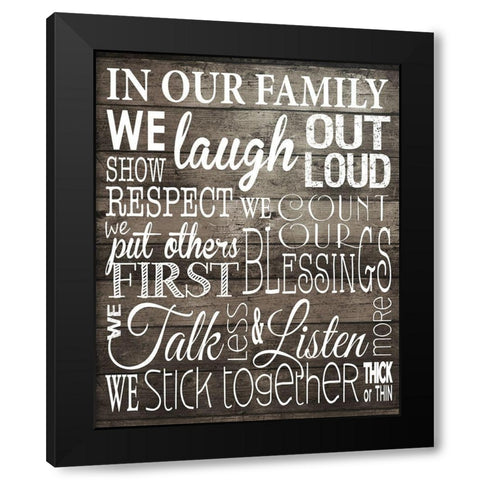 In Our Family 1 Black Modern Wood Framed Art Print with Double Matting by Hogan, Melody