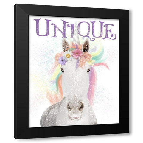 Unique Unicorn Black Modern Wood Framed Art Print by Hogan, Melody