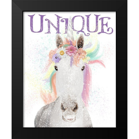 Unique Unicorn Black Modern Wood Framed Art Print by Hogan, Melody