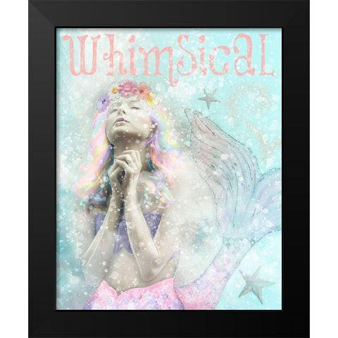 Whimsical Mermaid Black Modern Wood Framed Art Print by Hogan, Melody