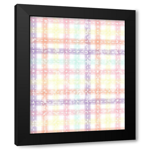 Whimsical Plaid Black Modern Wood Framed Art Print by Hogan, Melody