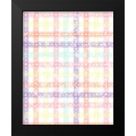Whimsical Plaid Black Modern Wood Framed Art Print by Hogan, Melody