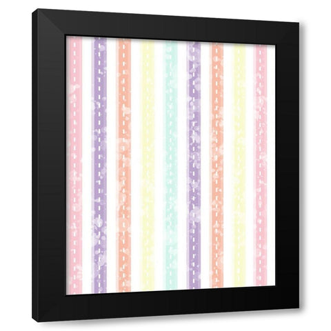 Whimsical Stripe Black Modern Wood Framed Art Print by Hogan, Melody
