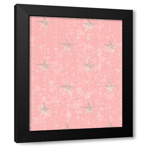 Whimsical Starfish Bubble Stitch Black Modern Wood Framed Art Print by Hogan, Melody
