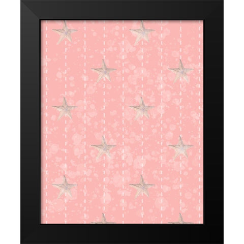 Whimsical Starfish Bubble Stitch Black Modern Wood Framed Art Print by Hogan, Melody
