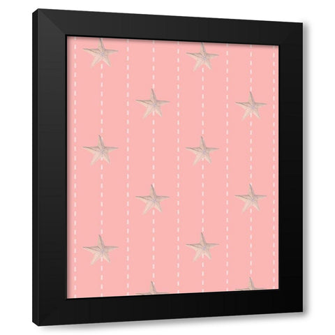 Whimsical Starfish Stitch Black Modern Wood Framed Art Print by Hogan, Melody