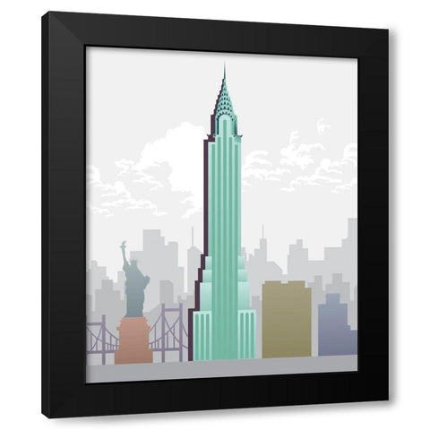 Deco World Landmarks 1 Black Modern Wood Framed Art Print with Double Matting by Hogan, Melody