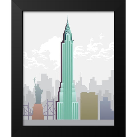 Deco World Landmarks 1 Black Modern Wood Framed Art Print by Hogan, Melody