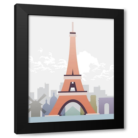 Deco World Landmarks 2 Black Modern Wood Framed Art Print with Double Matting by Hogan, Melody