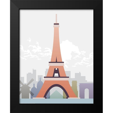Deco World Landmarks 2 Black Modern Wood Framed Art Print by Hogan, Melody