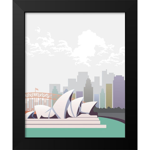Deco World Landmarks 3 Black Modern Wood Framed Art Print by Hogan, Melody