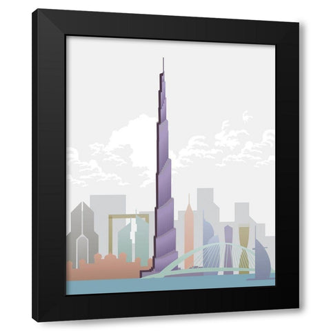 Deco World Landmarks 4 Black Modern Wood Framed Art Print with Double Matting by Hogan, Melody