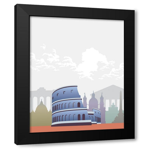 Deco World Landmarks 5 Black Modern Wood Framed Art Print by Hogan, Melody