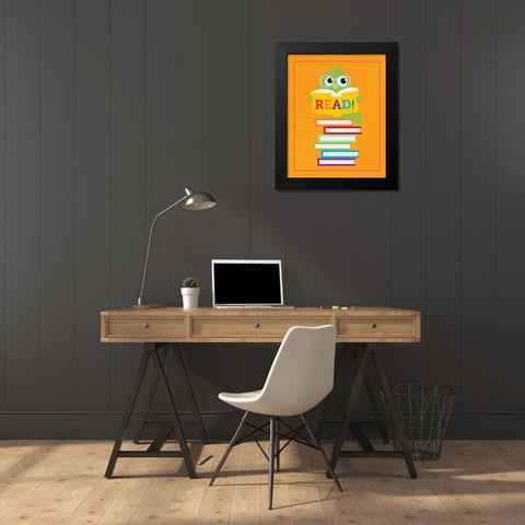 Read Books 3 Black Modern Wood Framed Art Print by Hogan, Melody