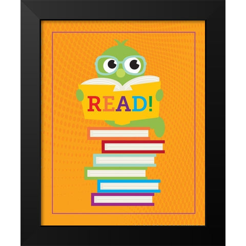 Read Books 3 Black Modern Wood Framed Art Print by Hogan, Melody