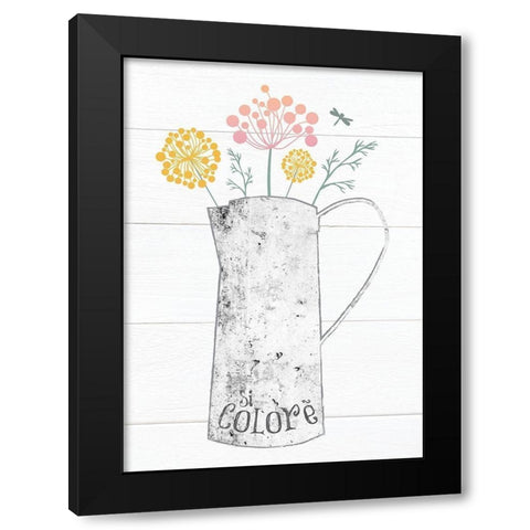 Pitcher Botanicals Pastel 4 Black Modern Wood Framed Art Print by Hogan, Melody