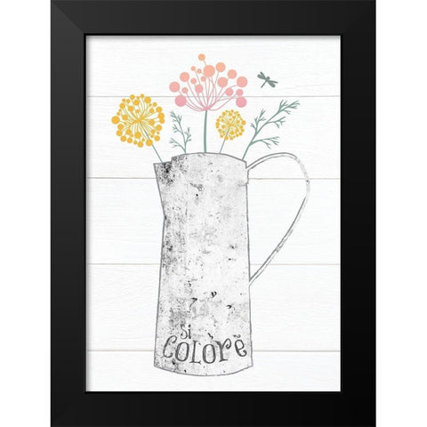 Pitcher Botanicals Pastel 4 Black Modern Wood Framed Art Print by Hogan, Melody