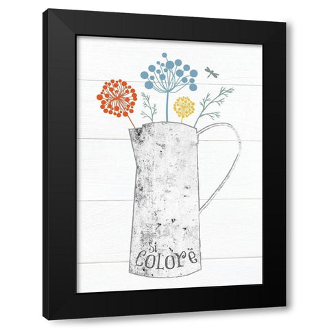Pitcher Botanicals Primary 4 Black Modern Wood Framed Art Print by Hogan, Melody