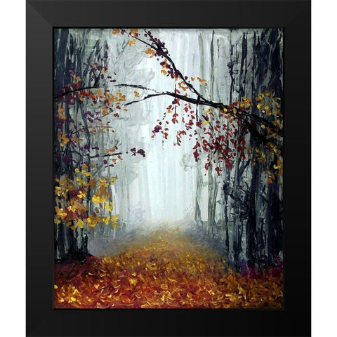 Autumn Rain Black Modern Wood Framed Art Print by Hogan, Melody
