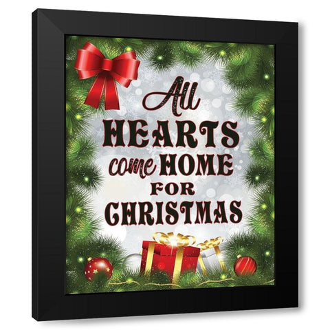All Hearts Christmas 1 Black Modern Wood Framed Art Print with Double Matting by Hogan, Melody