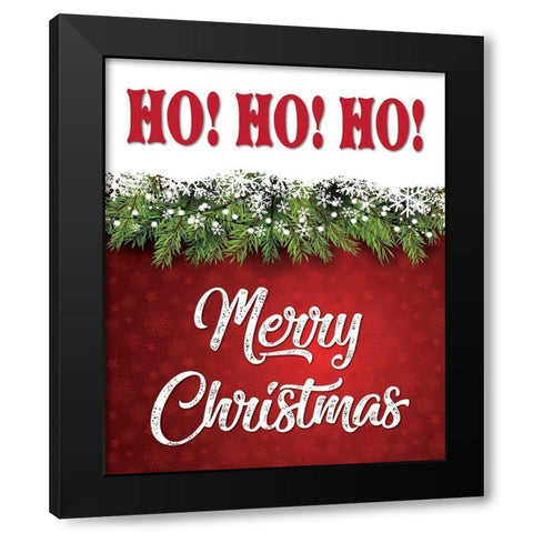 Ho Ho Ho Christmas Black Modern Wood Framed Art Print with Double Matting by Hogan, Melody