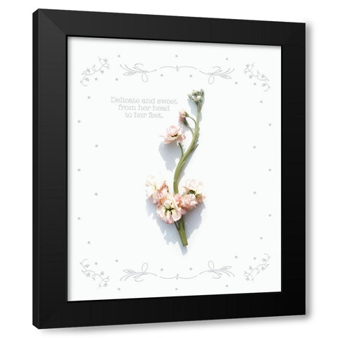 Baby Floral 1 Black Modern Wood Framed Art Print by Hogan, Melody