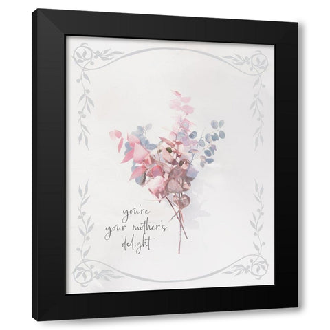 Baby Floral 4 Black Modern Wood Framed Art Print by Hogan, Melody