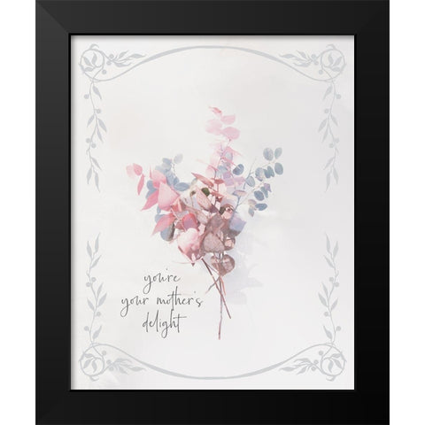 Baby Floral 4 Black Modern Wood Framed Art Print by Hogan, Melody