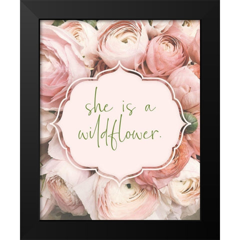 Baby Floral 6 Black Modern Wood Framed Art Print by Hogan, Melody